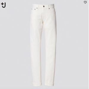 Uniqlo +J SELVEDGE STRAIGHT JEANS, off white